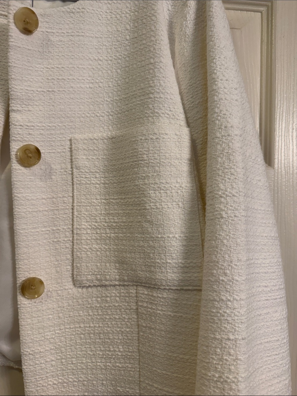 Banana Republic White Collarless Textured Button Jacket - Picture 6 of 10